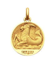 Médaille Signe du Capricorne OR ROSE 750 / 35 mm