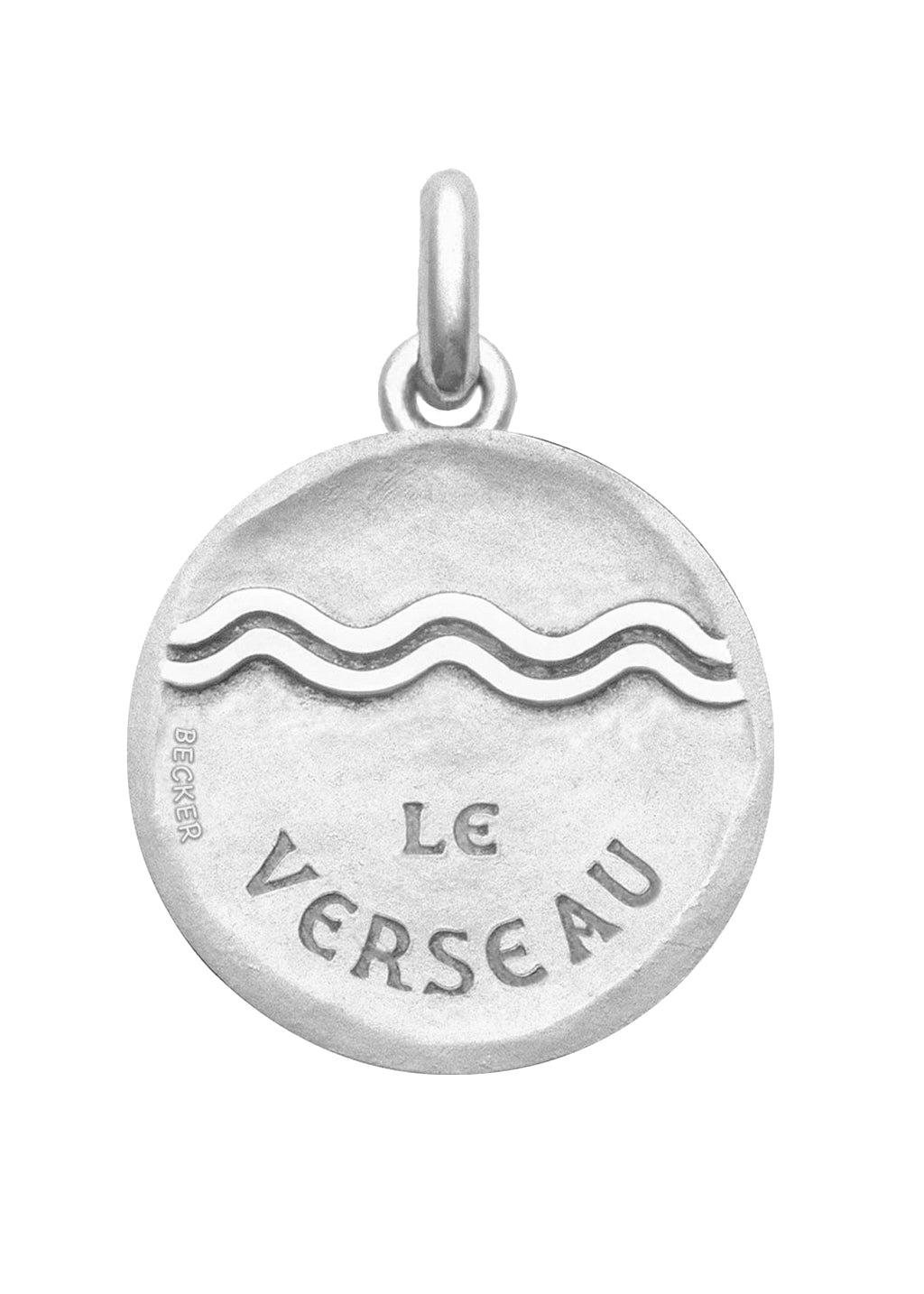 Médaille Signe du Verseau symbole OR BLANC 18 carats / 35 mm