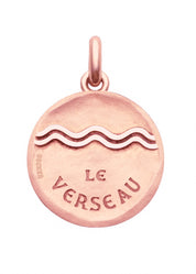 Médaille Signe du Verseau symbole OR ROSE 18 carats / 15 mm