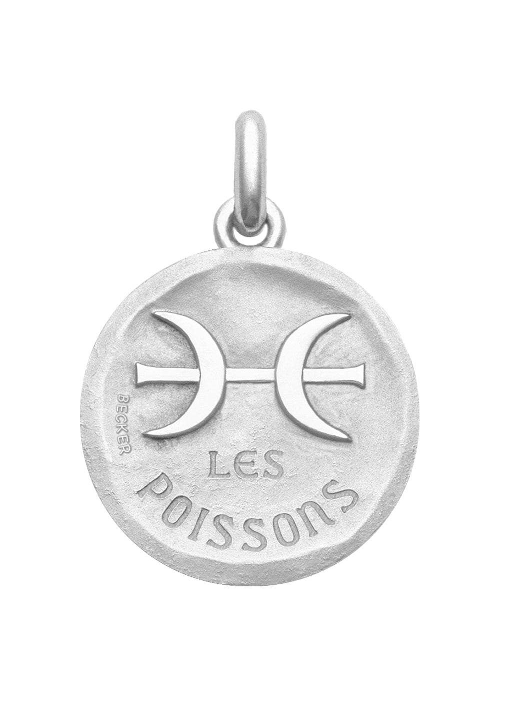 Médaille Signe du Poissons symbole OR BLANC 18 carats / 35 mm