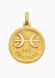 Médaille Signe du Poissons symbole OR JAUNE 18 carats / 15 mm