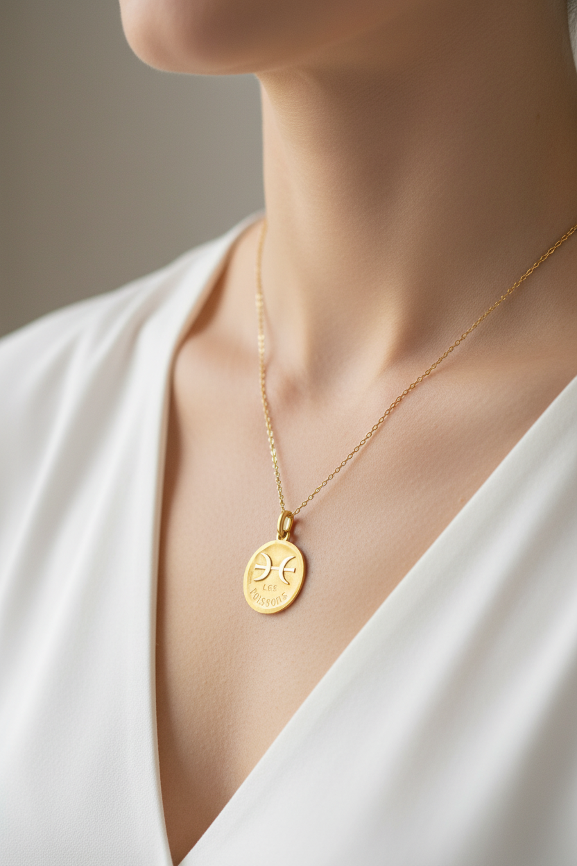 Medalla con el símbolo del signo de Piscis