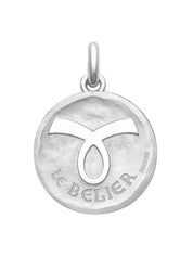 Médaille signe du Bélier symbole OR BLANC 18 carats / 35 mm