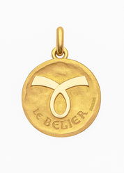 Médaille signe du Bélier symbole OR JAUNE 18 carats / 15 mm
