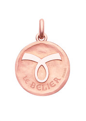 Médaille signe du Bélier symbole OR ROSE 18 carats / 15 mm