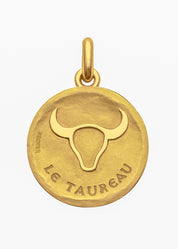 Médaille signe du Taureau symbole OR JAUNE 18 carats / 15 mm