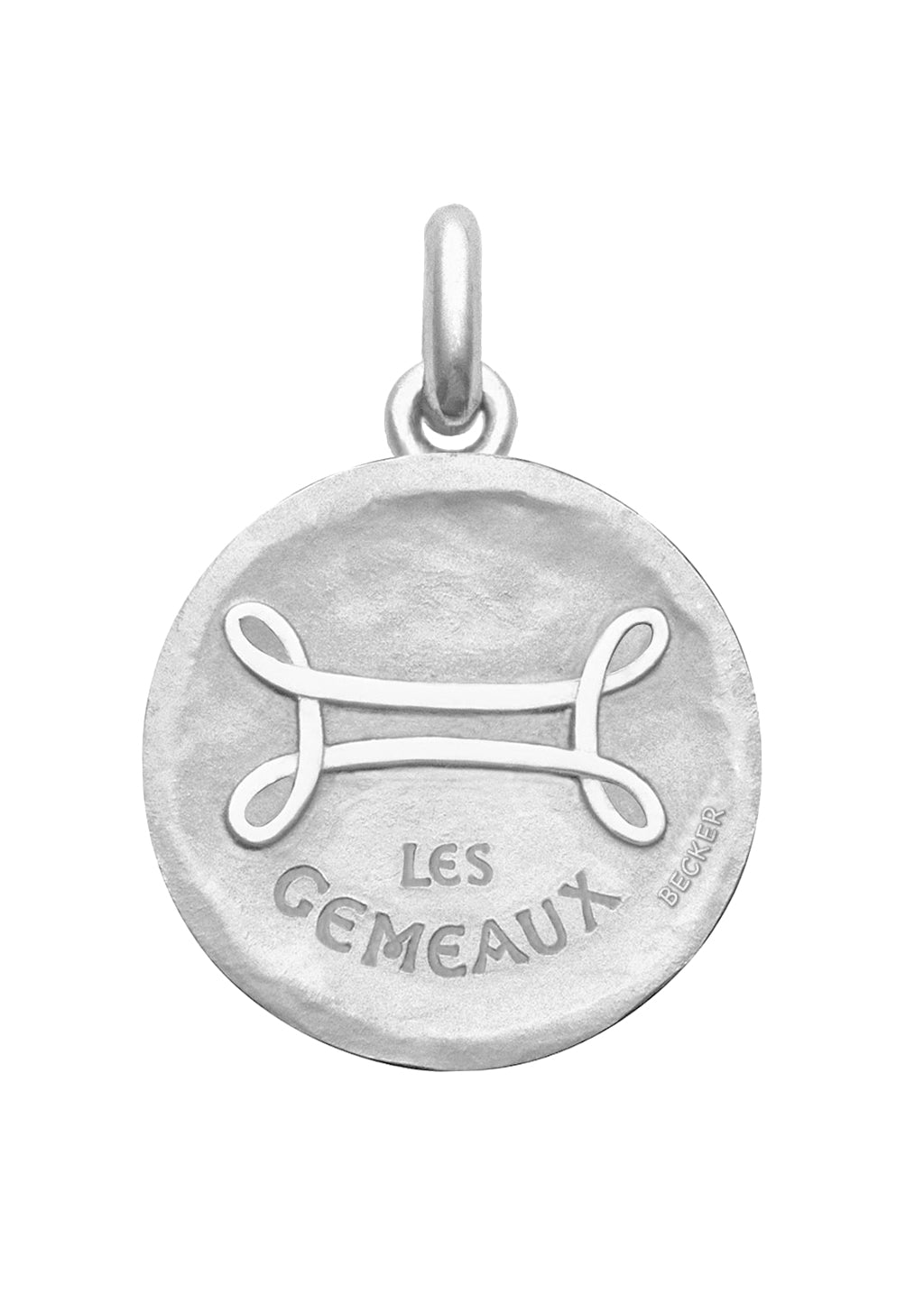 Médaille signe du Gémeaux symbole OR BLANC 18 carats / 35 mm