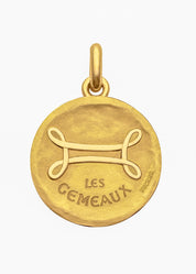 Médaille signe du Gémeaux symbole OR JAUNE 18 carats / 15 mm