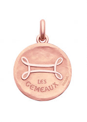 Médaille signe du Gémeaux symbole OR ROSE 18 carats / 15 mm