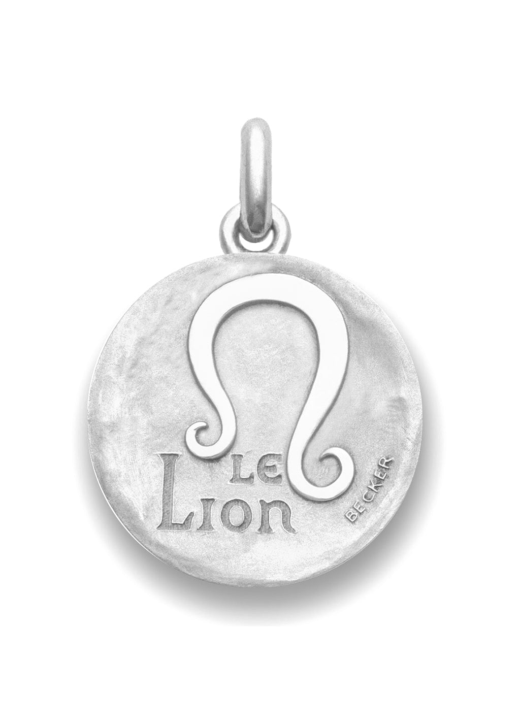 Médaille Signe du Lion symbole OR BLANC 18 carats / 35 mm