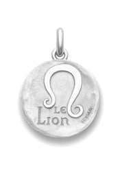 Médaille Signe du Lion symbole OR BLANC 18 carats / 35 mm