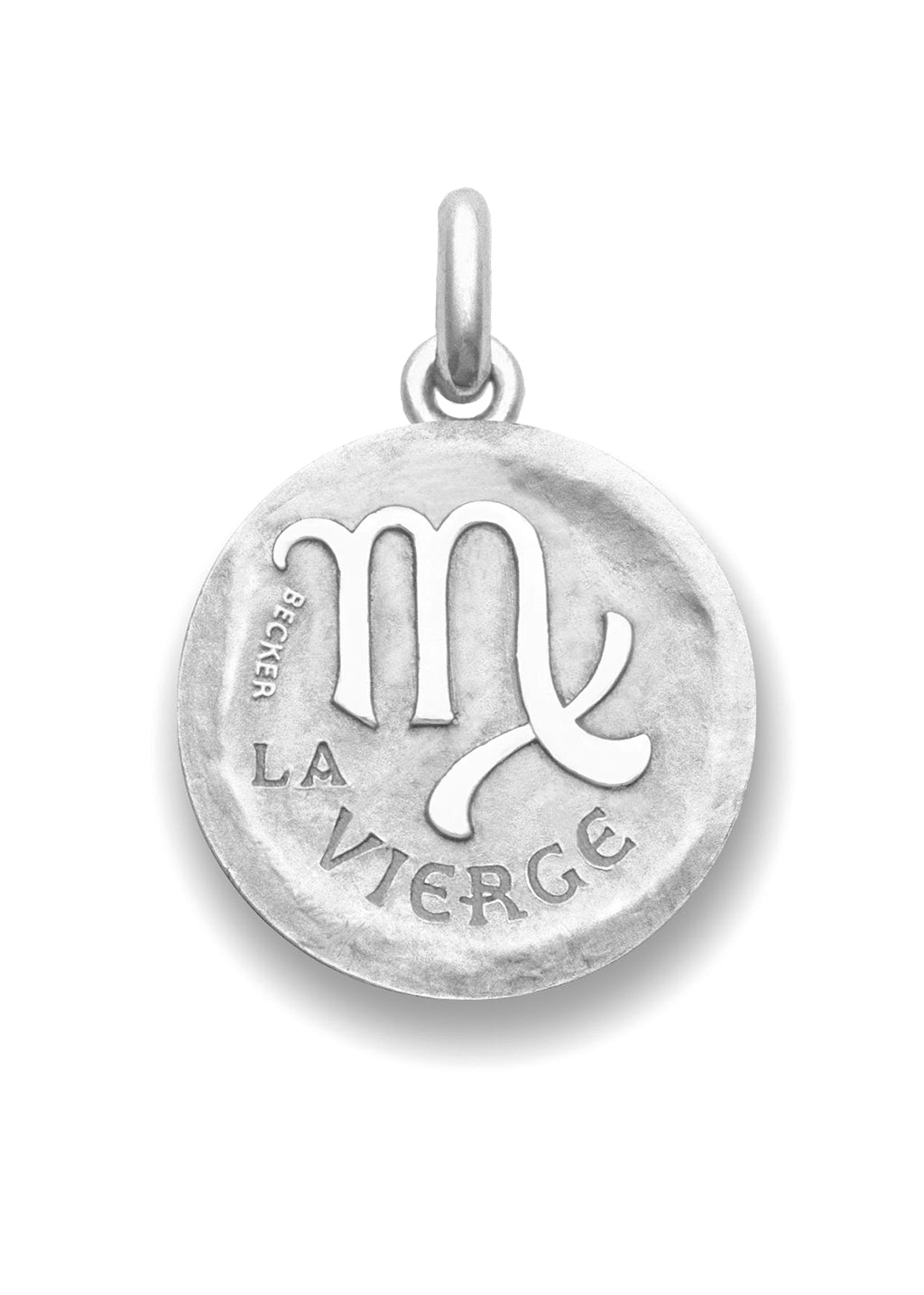 Médaille Signe du Vierge symbole OR BLANC 18 carats / 35 mm