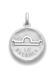 Médaille Signe du Balance symbole OR BLANC 18 carats / 35 mm