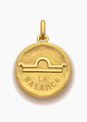 Médaille Signe du Balance symbole OR JAUNE 18 carats / 15 mm