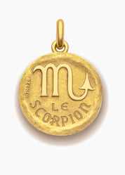 Médaille Signe du Scorpion symbole OR JAUNE 18 carats / 15 mm