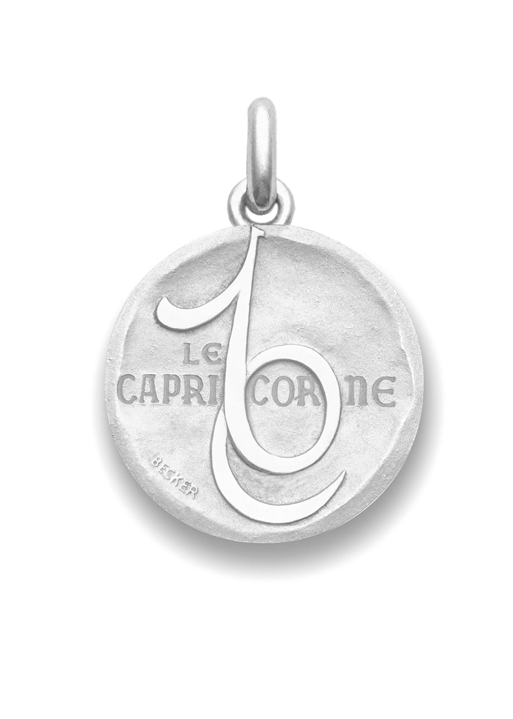 Médaille Signe du Capricorne symbole OR BLANC 18 carats / 35 mm