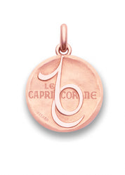 Médaille Signe du Capricorne symbole OR ROSE 18 carats / 15 mm