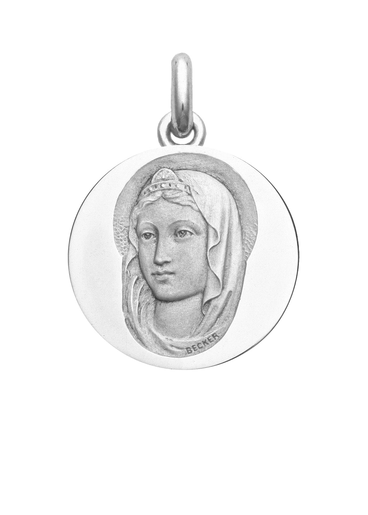 Médaille Sainte OR BLANC 18 carats / 20 mm