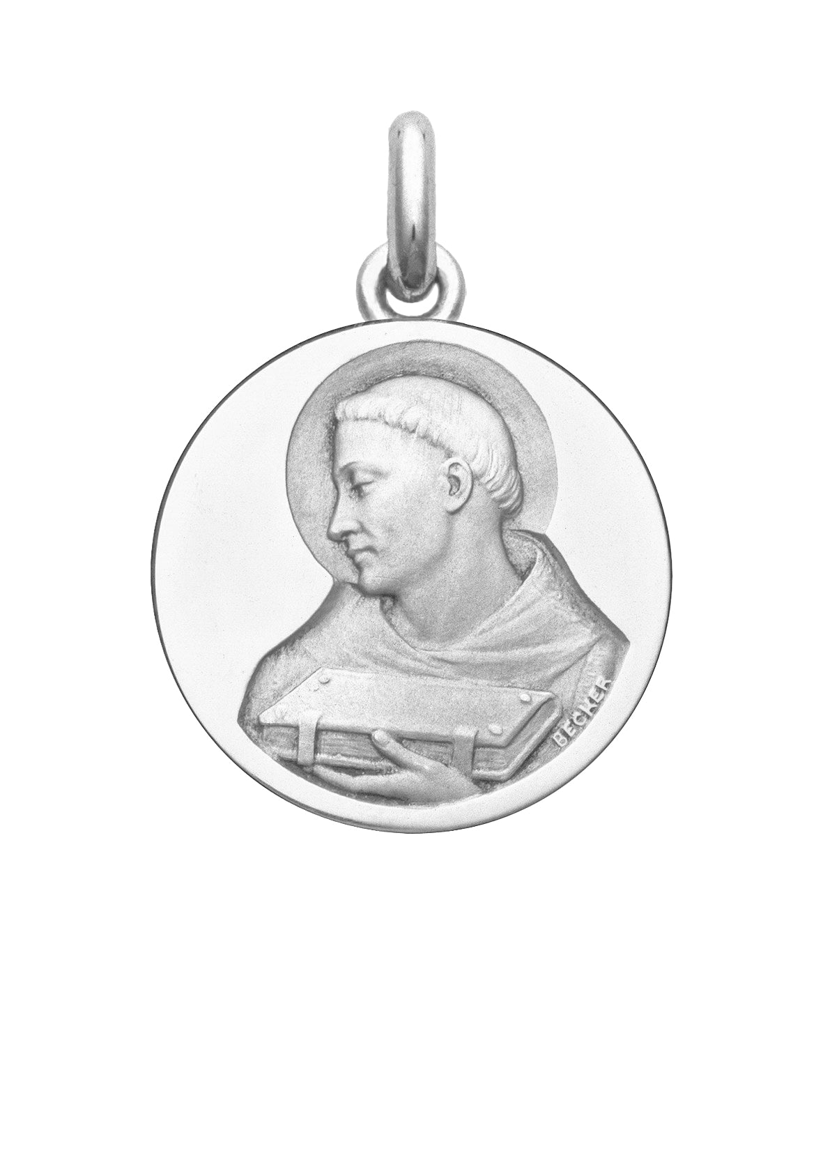 Médaille Moine OR BLANC 18 carats / 20 mm