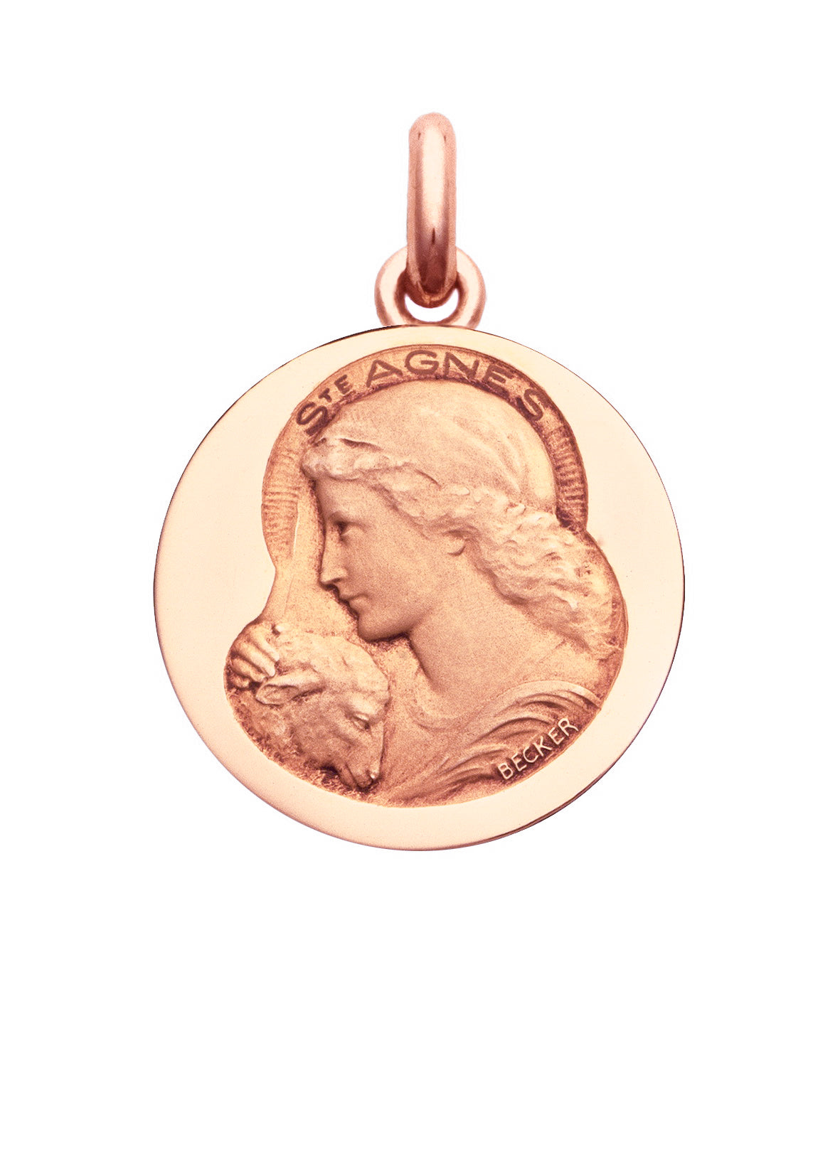 Médaille Sainte Agnès OR ROSE 18 carats / 15 mm