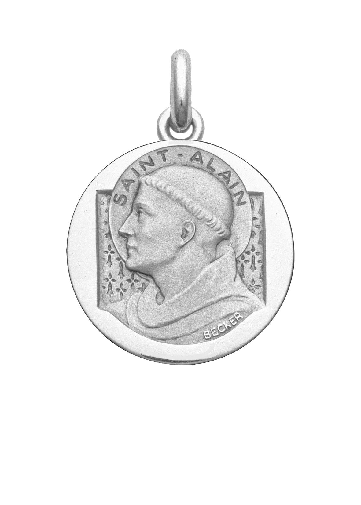 Médaille Saint Alain OR BLANC 18 carats / 20 mm