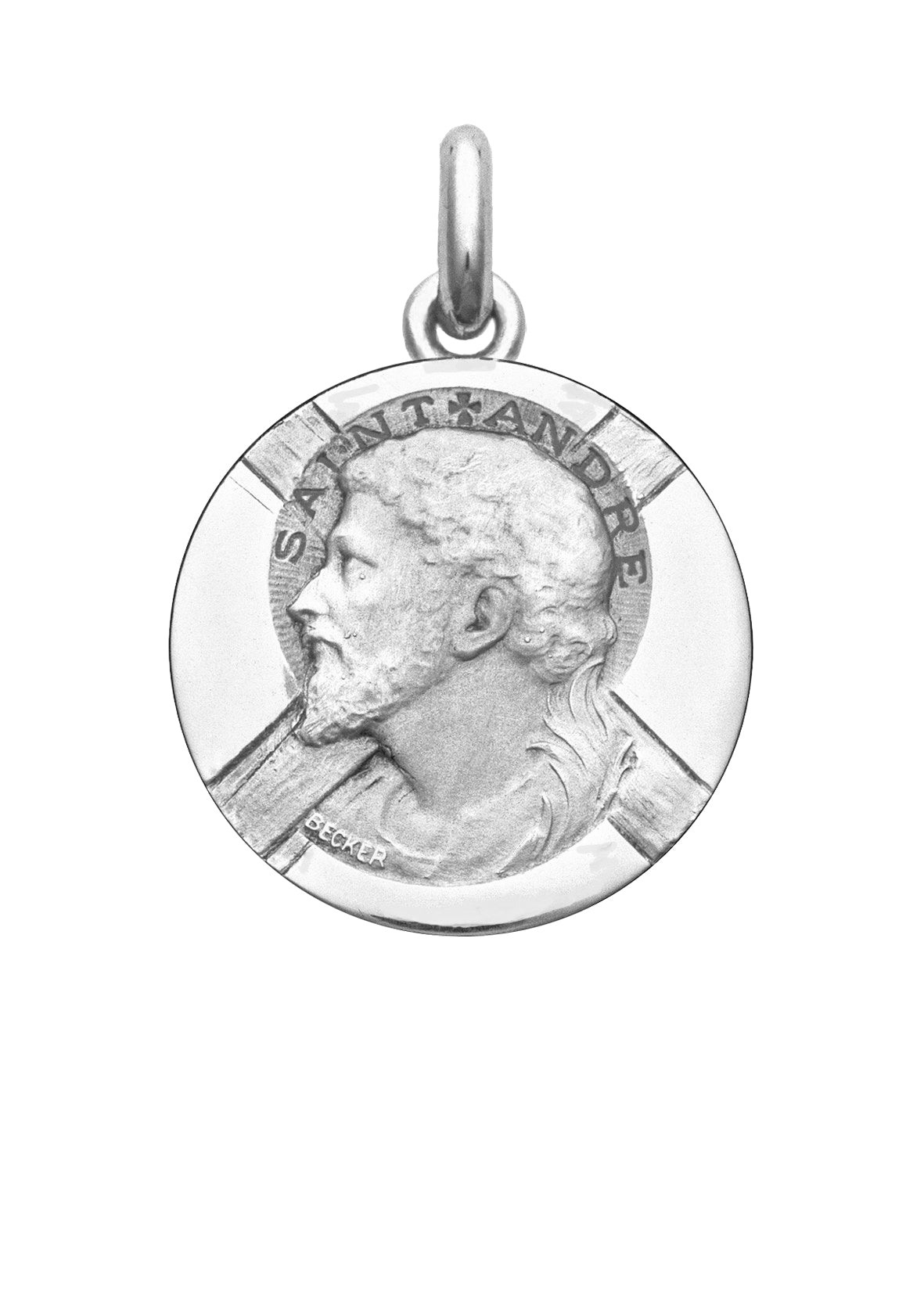 Médaille Saint André OR BLANC 18 carats / 20 mm