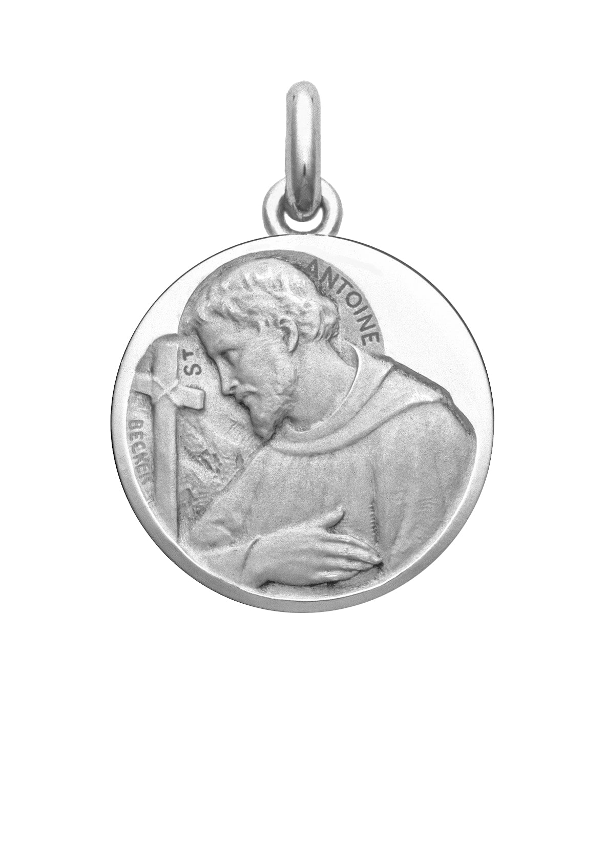 Médaille Saint Antoine OR BLANC 18 carats / 20 mm