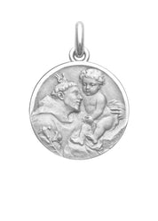 Médaille Saint Antoine de Padoue OR BLANC 18 carats / 20 mm
