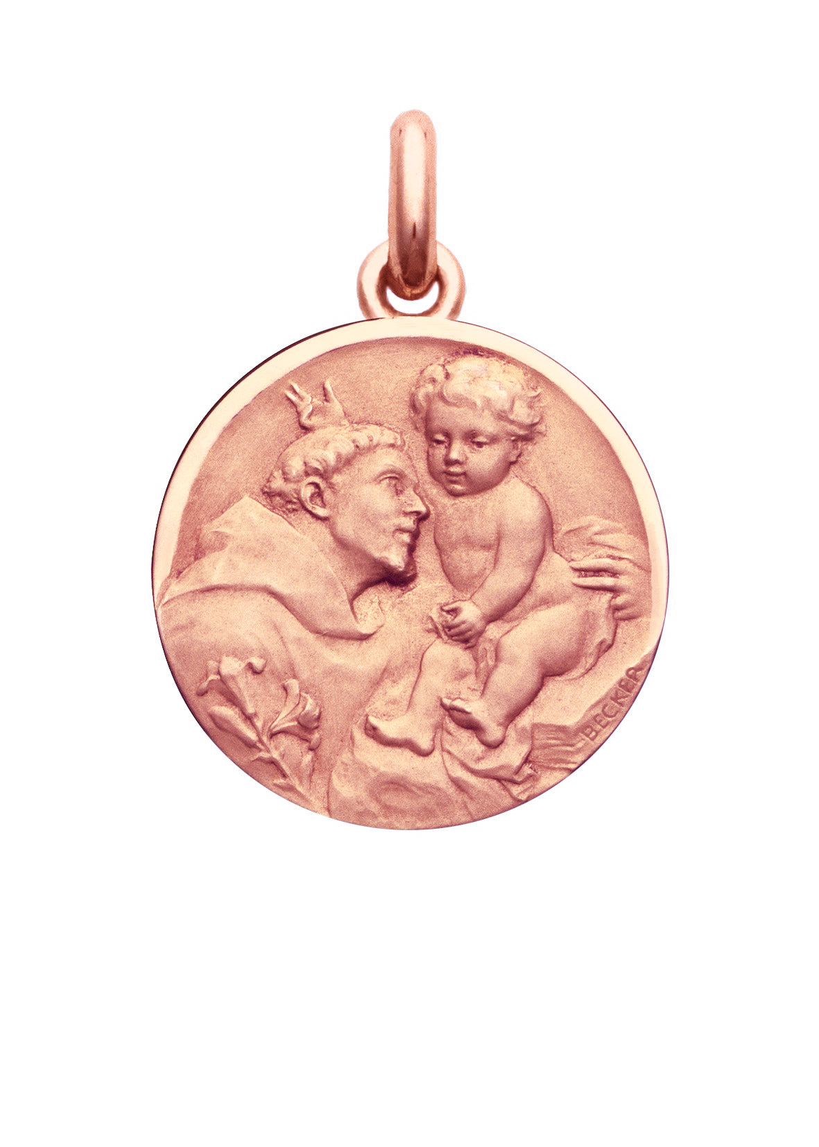 Médaille Saint Antoine de Padoue OR ROSE 18 carats / 10 mm