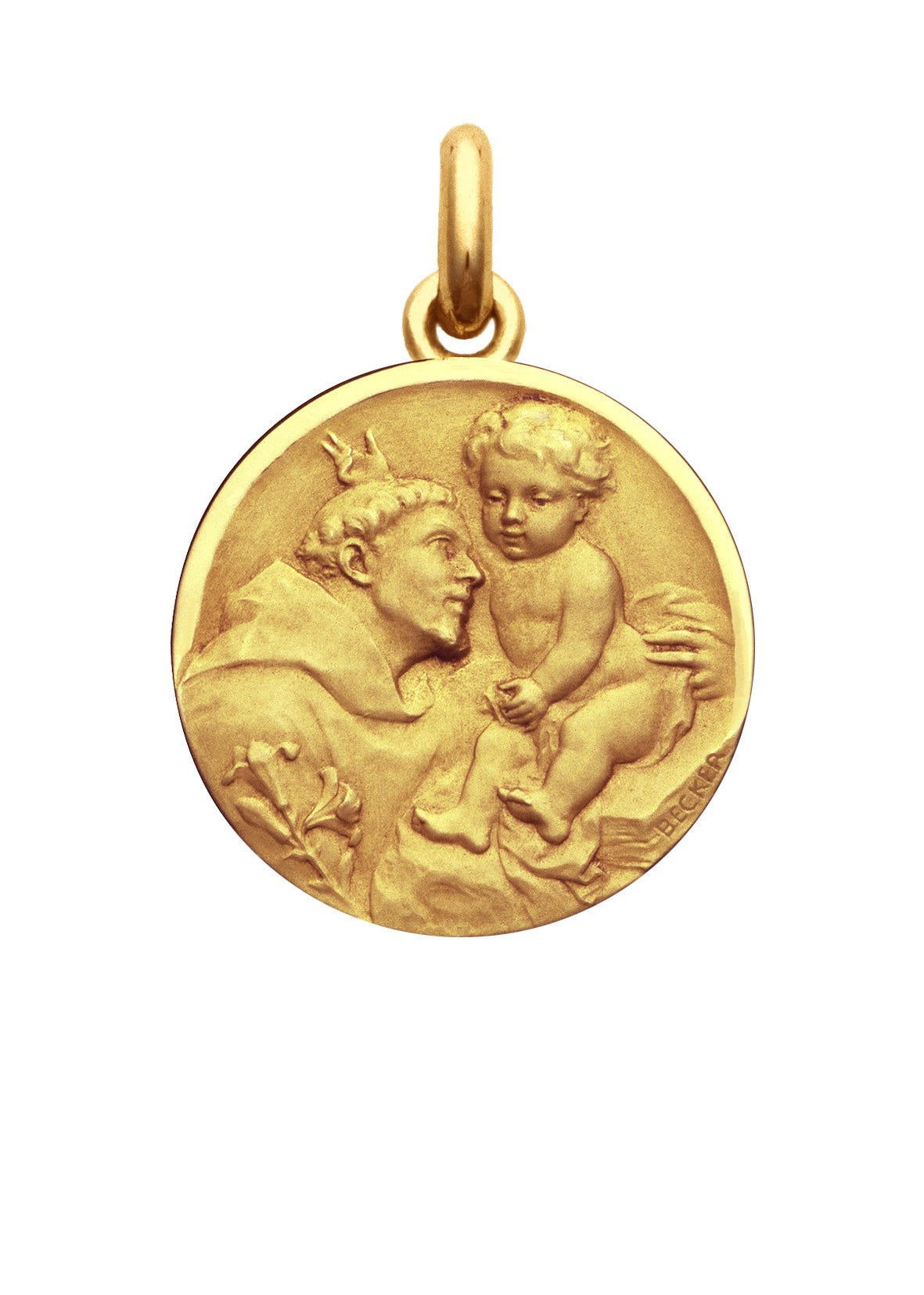 Médaille Saint Antoine de Padoue OR ROSE 750 / 20 mm