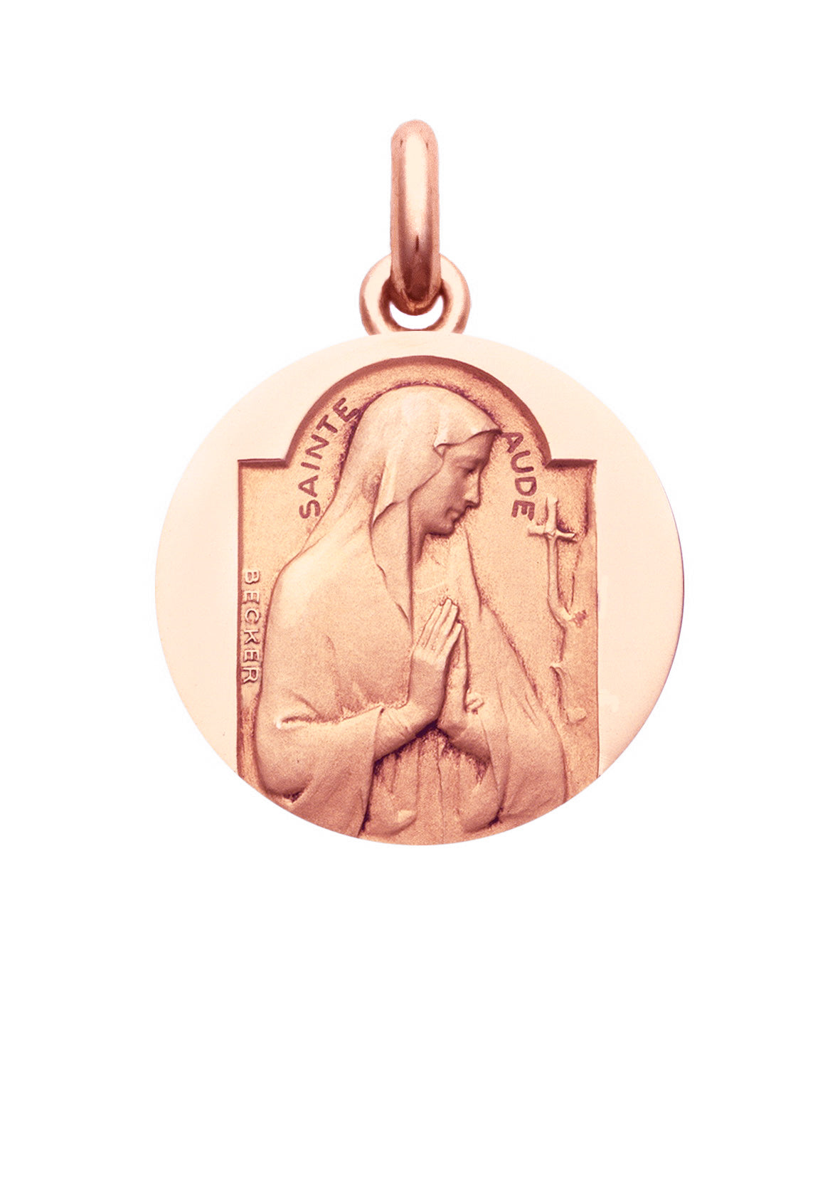 Médaille Sainte Aude OR ROSE 18 carats / 15 mm