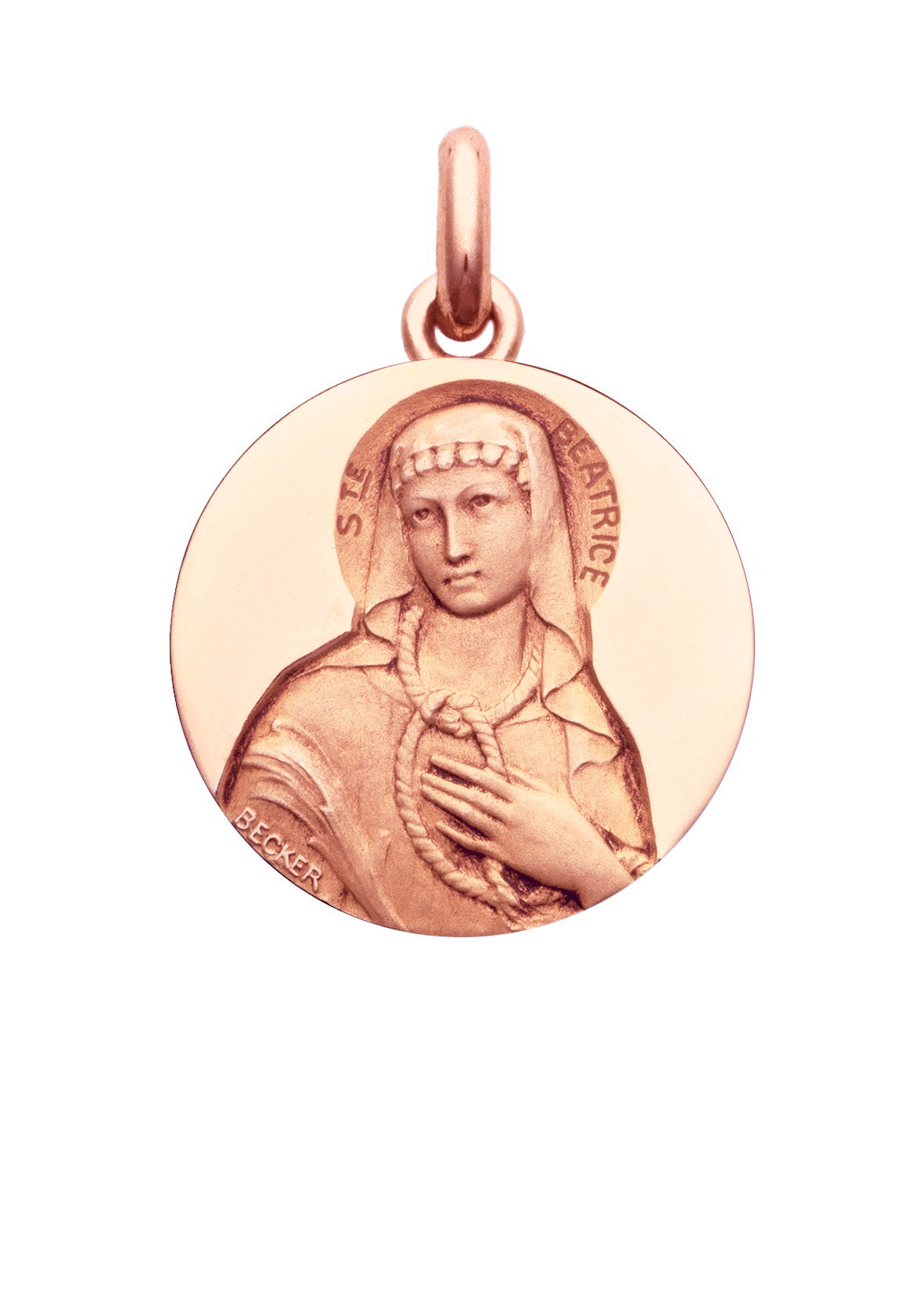 Médaille Sainte Béatrice OR ROSE 18 carats / 15 mm