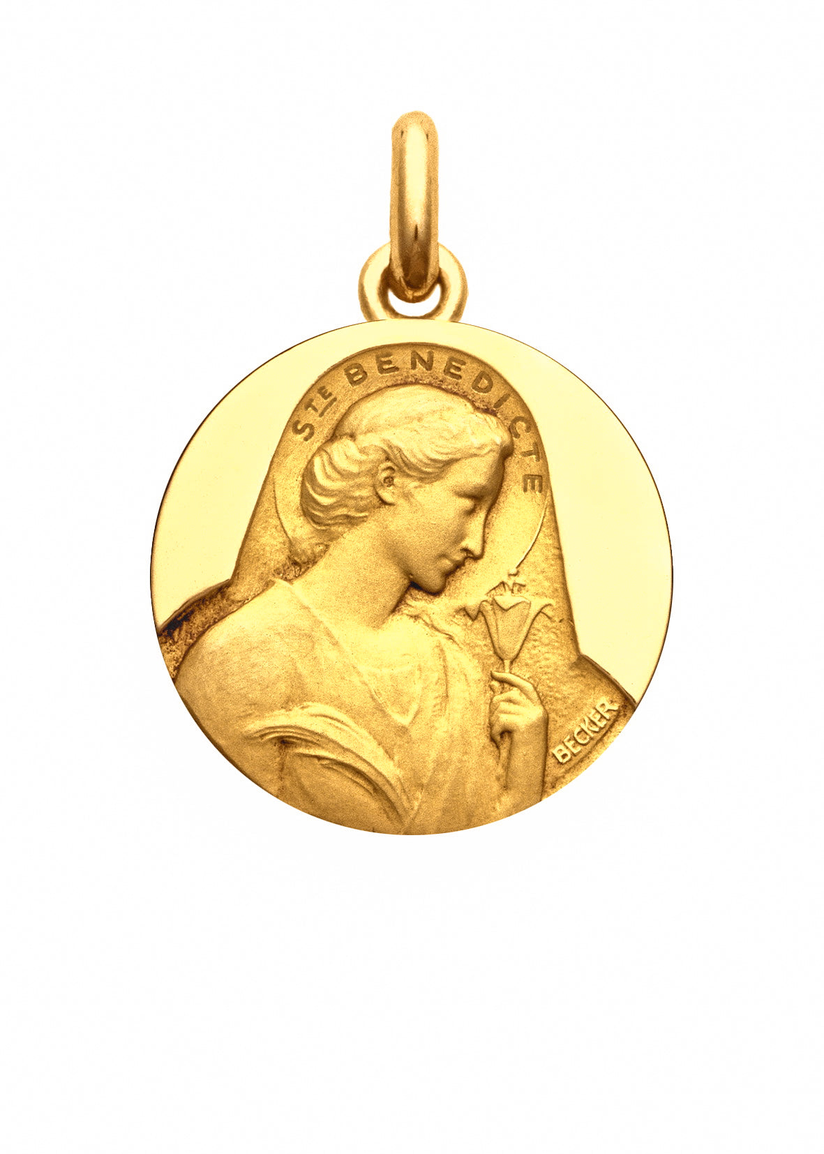 Médaille Sainte Bénédicte OR JAUNE 18 carats / 15 mm