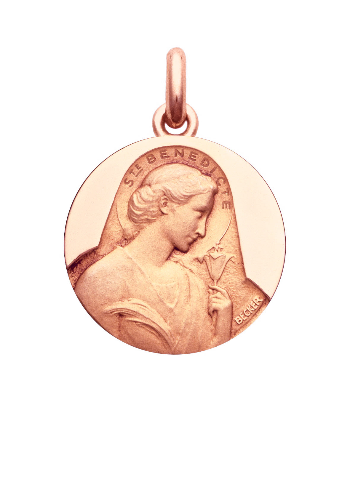 Médaille Sainte Bénédicte OR ROSE 18 carats / 15 mm