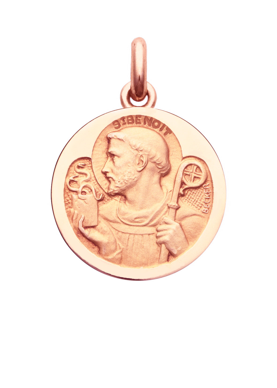 Médaille Saint Benoit OR ROSE 18 carats / 15 mm