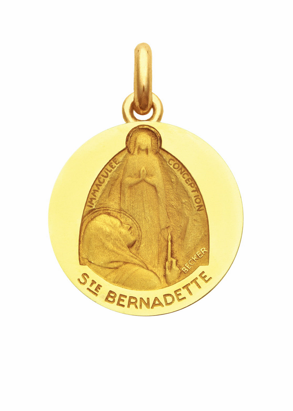 Médaille Sainte Bernadette extase OR JAUNE 18 carats / 15 mm