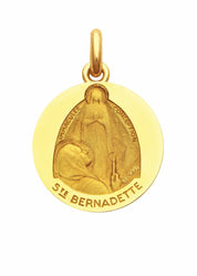 Médaille Sainte Bernadette extase OR JAUNE 18 carats / 15 mm