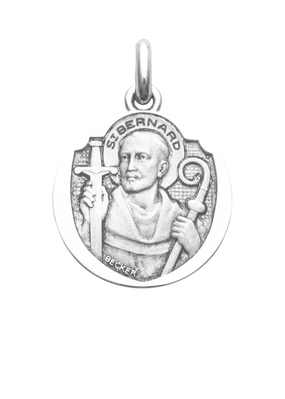 Médaille Saint Bernard OR BLANC 18 carats / 20 mm