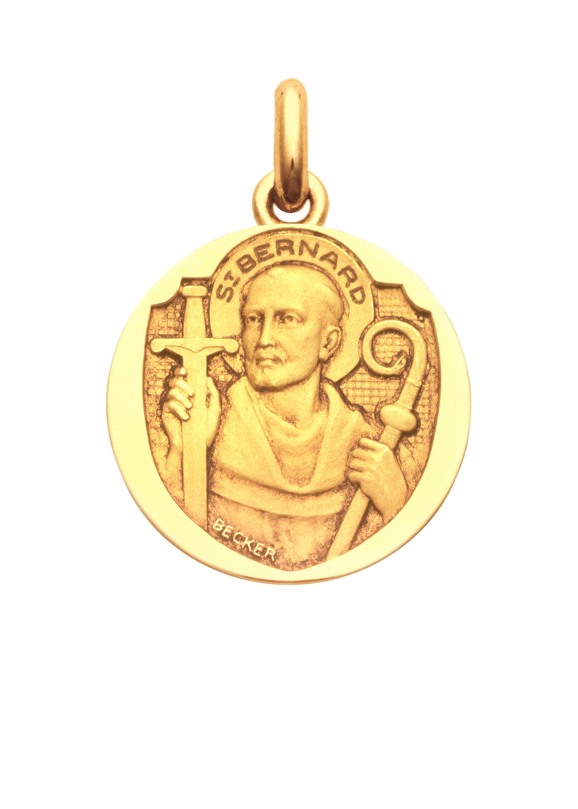 Médaille Saint Bernard OR JAUNE 18 carats / 15 mm