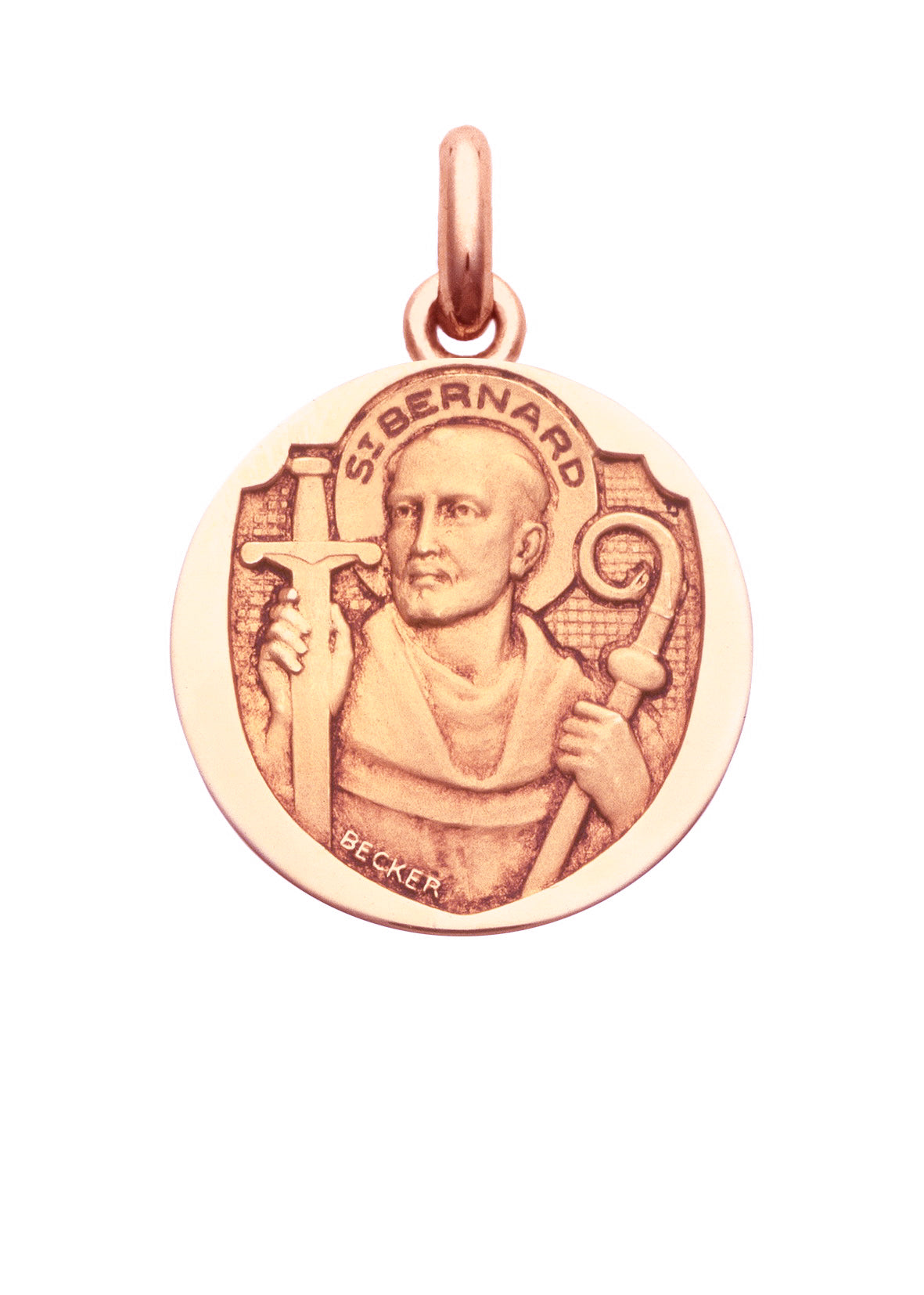 Médaille Saint Bernard OR ROSE 18 carats / 15 mm