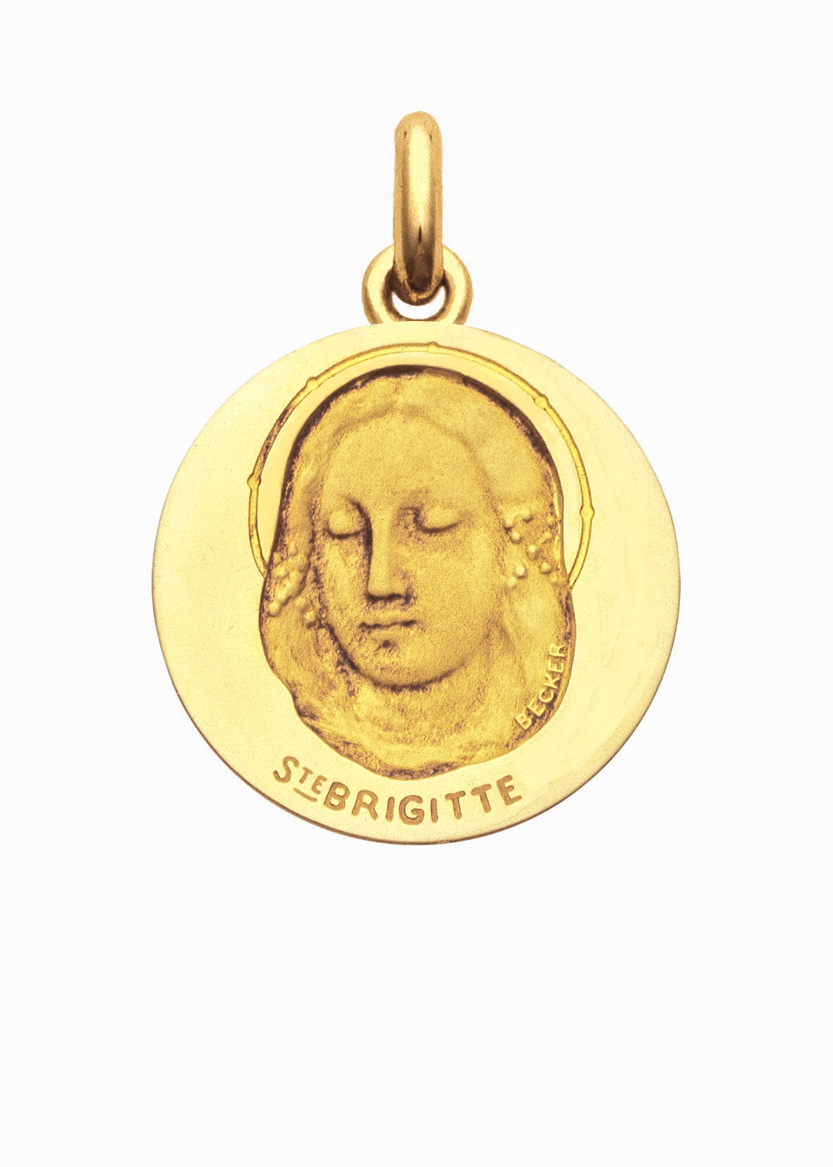 Médaille Sainte Brigitte OR JAUNE 18 carats / 15 mm