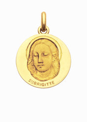 Médaille Sainte Brigitte OR JAUNE 18 carats / 15 mm