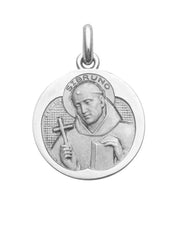 Médaille Saint Bruno OR BLANC 18 carats / 20 mm