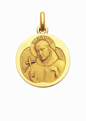 Médaille Saint Bruno OR JAUNE 18 carats / 15 mm