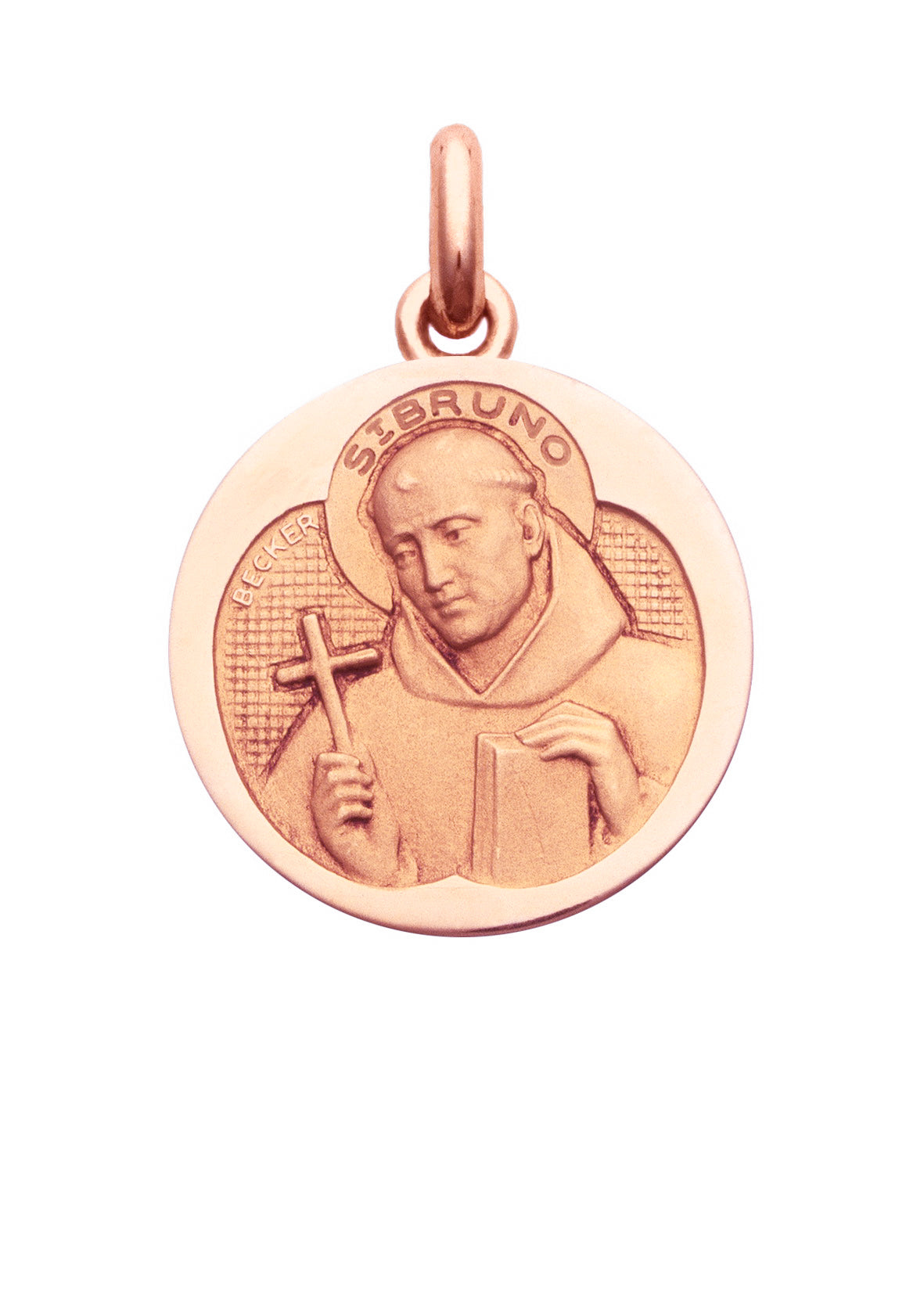 Médaille Saint Bruno OR ROSE 18 carats / 15 mm