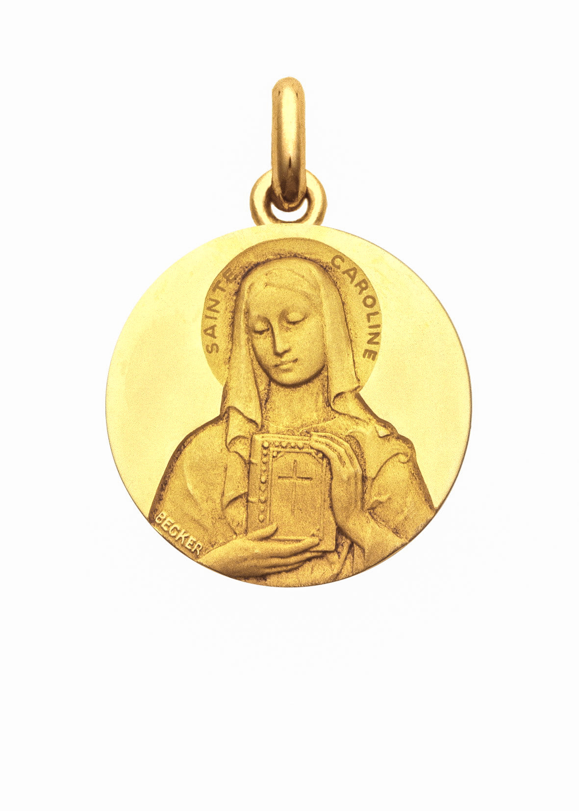 Médaille Sainte Caroline OR JAUNE 18 carats / 15 mm