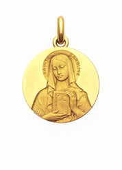 Médaille Sainte Caroline OR JAUNE 18 carats / 15 mm
