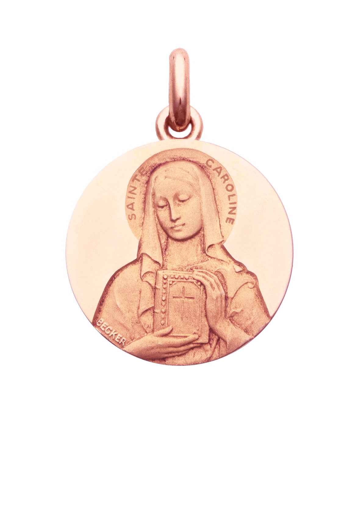 Médaille Sainte Caroline OR ROSE 18 carats / 15 mm