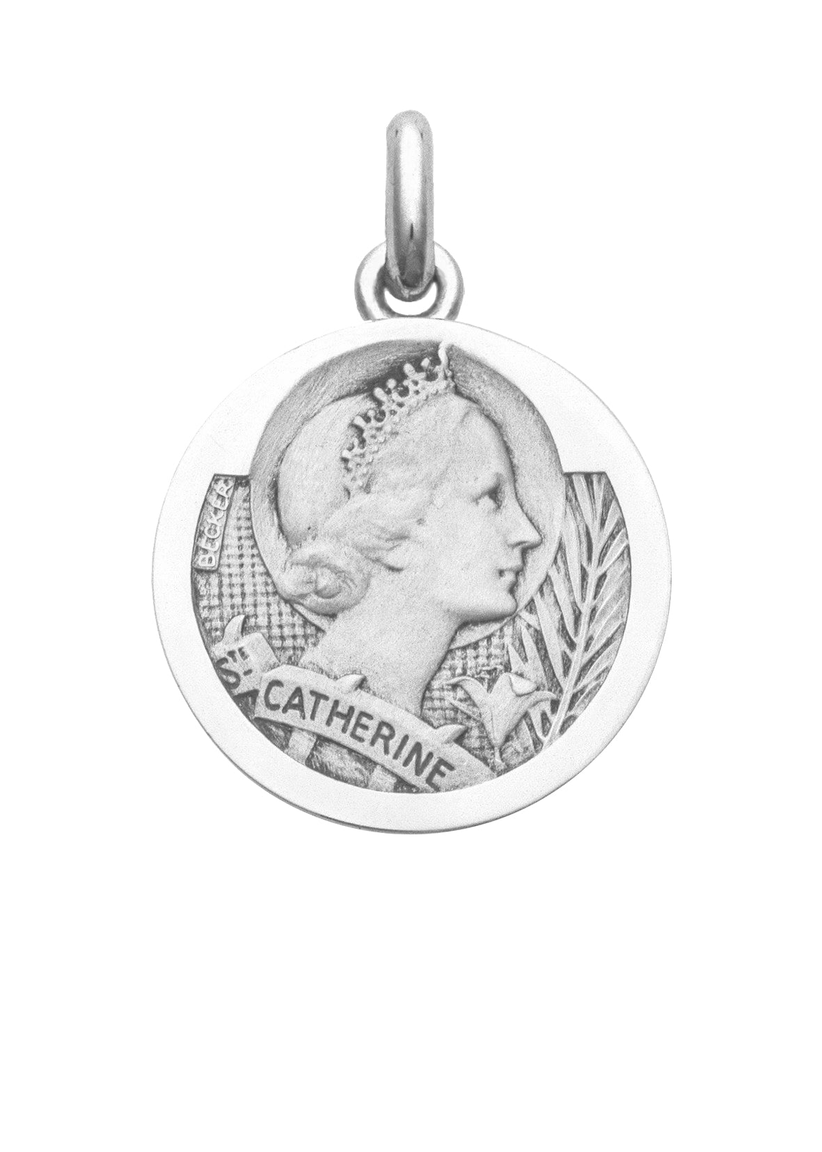 Médaille Sainte Catherine OR BLANC 18 carats / 20 mm