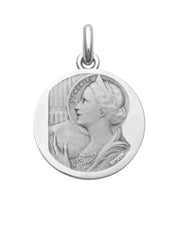 Médaille Sainte Cécile OR BLANC 18 carats / 20 mm